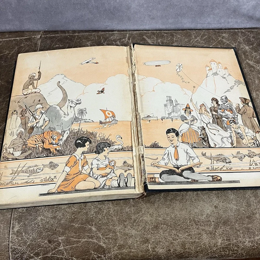 Geo L Shuman The New Wonder World History Book Vol 7 Black Silver Embossed Ship